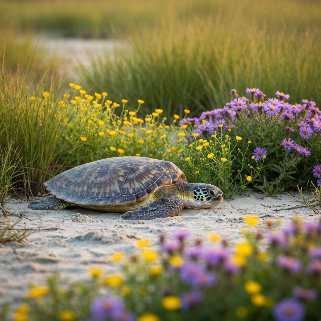 Gulf Coast wildlife habitat with native plants and coastal landscape